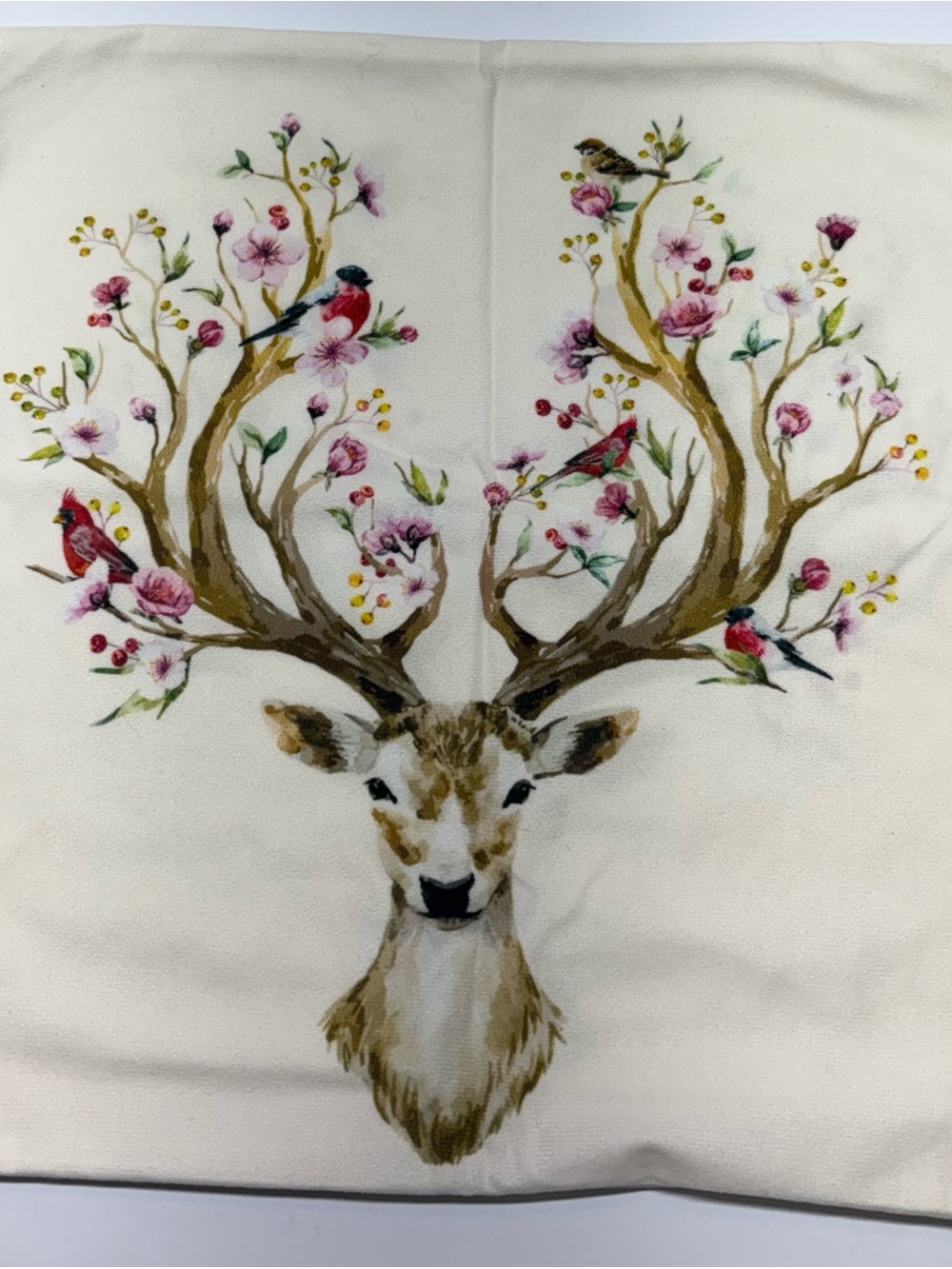 Floral Antler Deer Pillow Cover